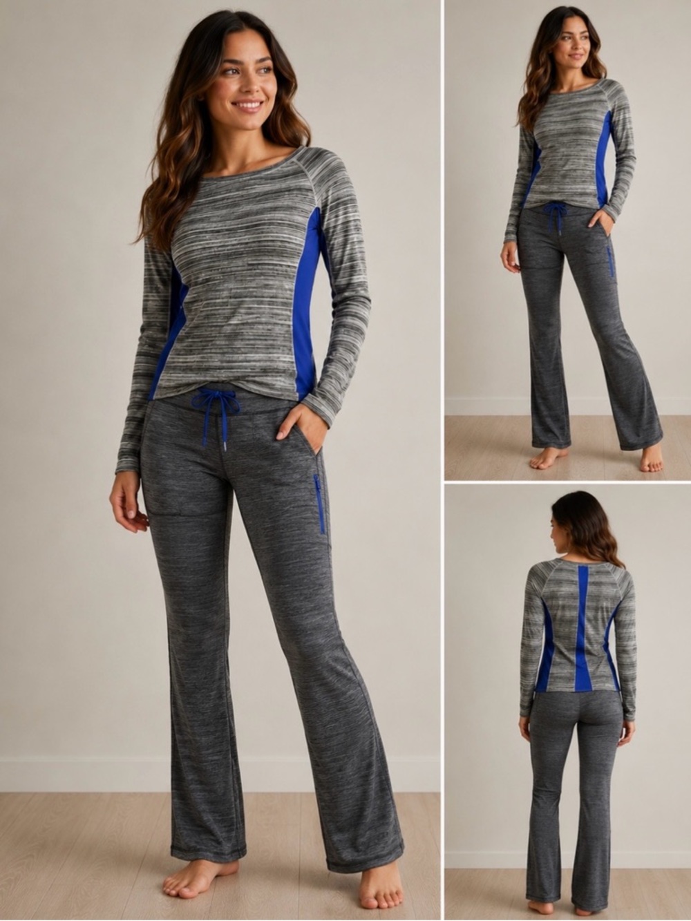 Calvin Klein Gray Top with Royal Blue Trim